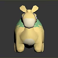 Cartoon Style Game Movie Character With Cute Yellow Body Green Back And Large Upright Ears