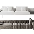 Modern White and Gray Sectional Sofa Set With Cushions Armrests And Storage 3d model