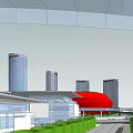 FUSHUN MOBILE CENTER Modern Red Exterior Office Building With Pedestrian Plaza And Greenery