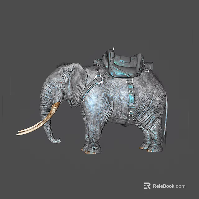 Reptile Animal Figure With Saddle And Harness On Its Back 3d model 