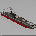Water Vessel With Black And Red Hull Upper Deck Antenna Structure 3D Rendered Model 3d model