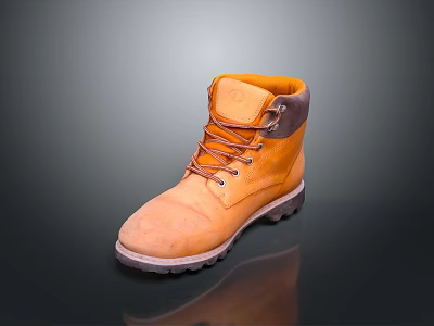 Yellow Lace up Boots With Thick Sole Dark Ankle And Heel For Casual Wear 3d model