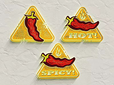 Triangle Logo Design With Red Chili Pepper Hot And Spicy Elements 3d model