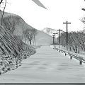 Winter Mountain Landscape With Snow Covered Trees And Frozen Ice Surface