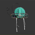 Colorful Turquoise Toy Ferris Wheel With Star Decorations And Blue Base