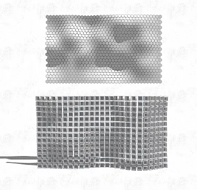 Modern Textured Wall Design With Honeycomb Pattern And Grid Structure 3d model