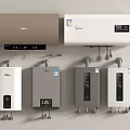 Different Types Of Modern Water Heaters With Digital Displays And Wall Mounted Design