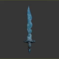 Fantasy Warrior Character And Magical Creature Using Blue Crystal Sword With Sharp Blade 3d model