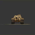 Detailed Sandy Brown Military Tank Model With Antenna Cannon Tracks And Storage Box