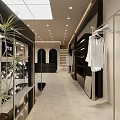 Elegant Modern Clothing Store Interior Design With Marble Floor And Neat Clothing Display Racks