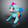 Cute Blue Game Movie Character With Pink Head And Orange Tail Look