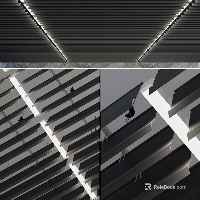 Modern Ornament Decoration Set With Striped Structure And Light Shadow Design 3d model 