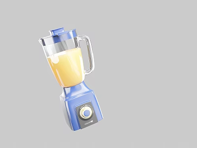 Practical Blue Blender As Daily Electrical Appliance With Fresh Juice In Transparent Jar 3d model
