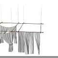 Elegant White Ceiling Drapery Design With Sheer Fabric Wooden Rods And Tied Accents