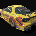 Yellow Racing Car With Sponsor Logos Black Hood And Track Ready Design