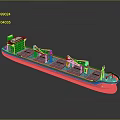 Modern Cargo Ship With White Superstructure Multiple Cranes And Red Hull 3d model