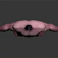 Muscular Man With Pink Body And Dark Blue Shorts Standing Pose