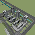Modern High Rise Residential Complex With Green Spaces And Surrounding Roads