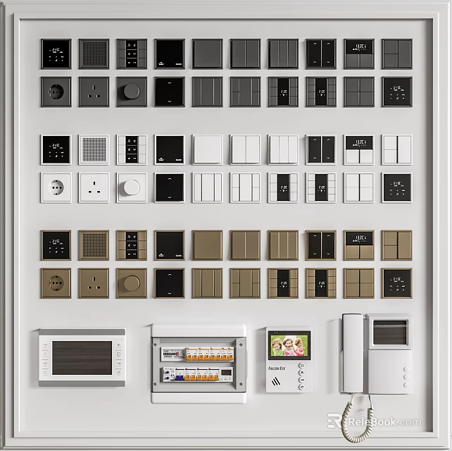 Modern Switch Panels With Various Colors And Designs For Home Interior Decoration 3d model 