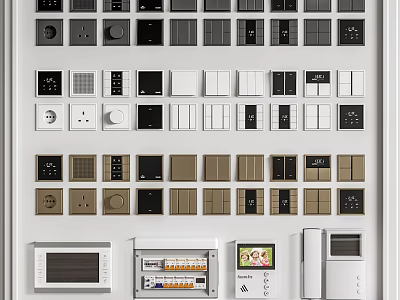 Modern Switch Panels With Various Colors And Designs For Home Interior Decoration 3d model