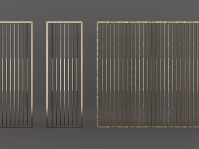 Modern Decorative Room Screens With Vertical Metal Slats And Textured Finishes 3d model