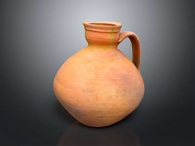 Handmade Terracotta Sculpture Carving With Round Body Textured Surface And Handle 3d model
