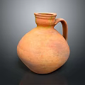 Handmade Terracotta Sculpture Carving With Round Body Textured Surface And Handle