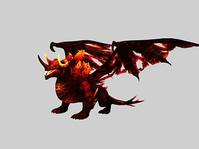 Fiery Red Dragon Game Character With Horns And Lava Inspired Wings 3d model