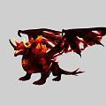 Fiery Red Dragon Game Character With Horns And Lava Inspired Wings