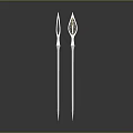 Pair of Shiny Silver Decorative Long Spears Featuring Ornate Top Ornament