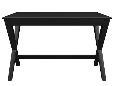 Sturdy Black Minimalist Desk With Cross Leg Design And Smooth Tabletop 3d model