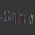 Multiple Dark Metal Column Models Arranged On White Background For Industrial Use