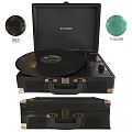 HYKKEE Turquoise Portable Turntable With Black Vinyl Record And Case Design