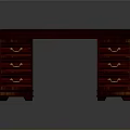 Classic Mahogany Furniture Desk with Green Smooth Top and Multiple Drawers with Gold Handles