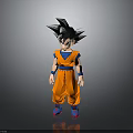 Detailed Anime Character Figure With Spiky Black Hair Blue Vest Orange Outfit And Red Shoes