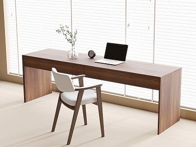 Modern Desk Chair Desk Single Chair Venetian Blinds 3d model