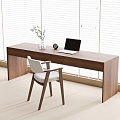 Modern Desk Chair Desk Single Chair Venetian Blinds 3d model