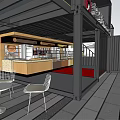 Innovative Container Building Featuring Bar Counter And Outdoor Seating 3d model