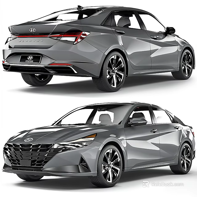 Hyundai Sports Sedan Exterior Design With Streamlined Body LED Taillights And Alloy Wheels 3d model 