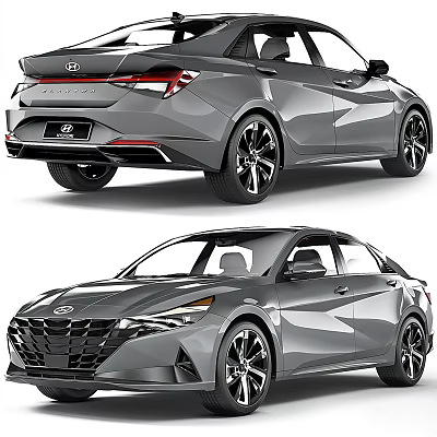 Hyundai Sports Sedan Exterior Design With Streamlined Body LED Taillights And Alloy Wheels 3d model