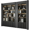 Modern Elegant Wooden Shelving Unit With Layered Shelves Books And Decorative Ornaments