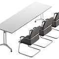 Modern Office Meeting Table Glass Top And Four Black Chairs With Metal Frames