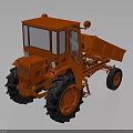 Vintage Orange Tractor With Enclosed Cab Dump Bed And Large Black Tires