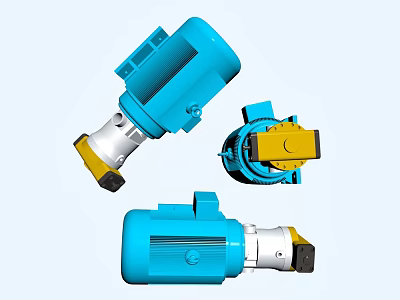 Blue And Yellow Industrial Machinery Equipment Mechanical Components With Multiple Parts 3d model