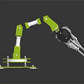 Green Industrial Robotic Arm With Base And Mechanical Gripper For Precision Operation