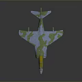 Camouflage Painted Fighter Jet Model With Yellow Canopy And Detailed Structure