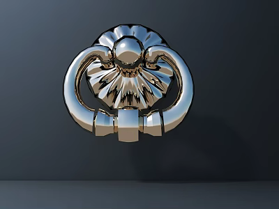 Ornate Silver Metal Handle With Decorative Floral Design For Furniture Doors 3d model