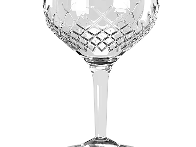 Elegant Crystal Wine Glass With Intricate Diamond Pattern And Tall Stem Design 3d model