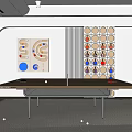 Indoor Sports Equipment Ping Pong Table With Wall Game Panels And Scattered Balls Paddles