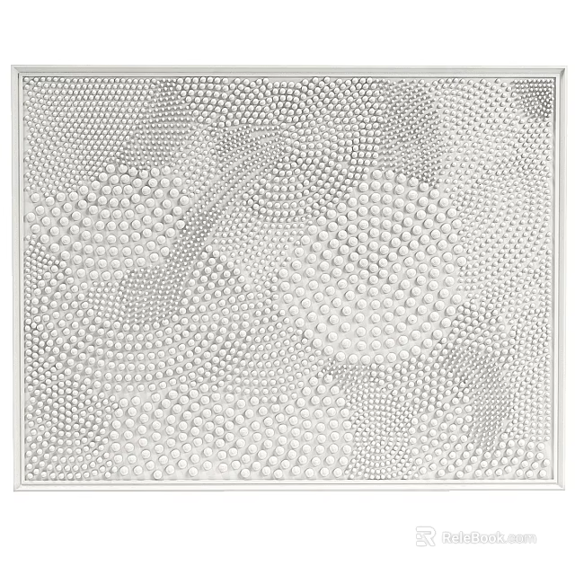 Intricate Abstract Painting With Dense Small Dots And Wave Patterns In Black White Gray Tones Showing Layered Texture 3d model 